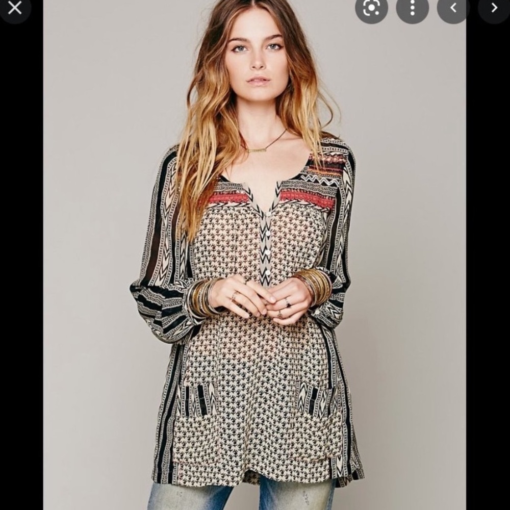 Free people beaded feather in the wind tunic